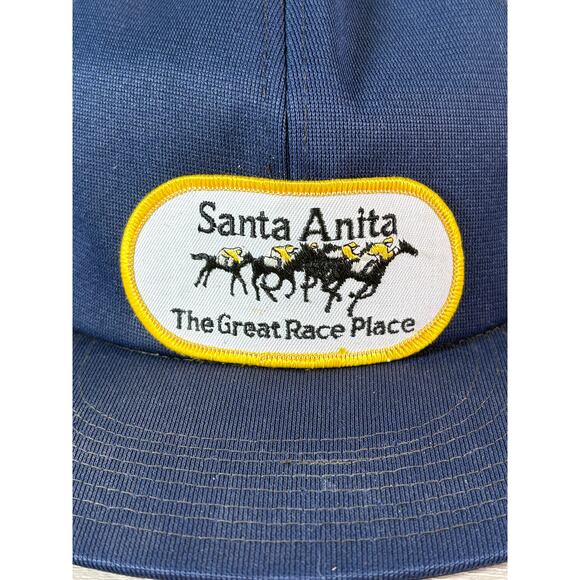 Santa Anita “The Great Race Place” Men’s Vintage SnapBack Trucker Hat- Blue- EUC - Picture 2 of 5